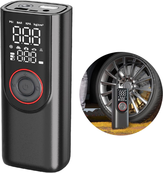 Компрессор портативний ATJ-9566 3x2000mAh 80W 0013 фото