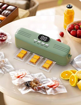 Бездротовий вакуумний пакувальник для продуктів вакууматор із цифровим екраном Vacuum Sealer 1425 Green а0021 фото