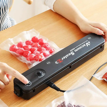 Вакууматор Vacuum Sealer вакуумний пакувальник для їжі, побутовий вакууматор чорний а0022 фото