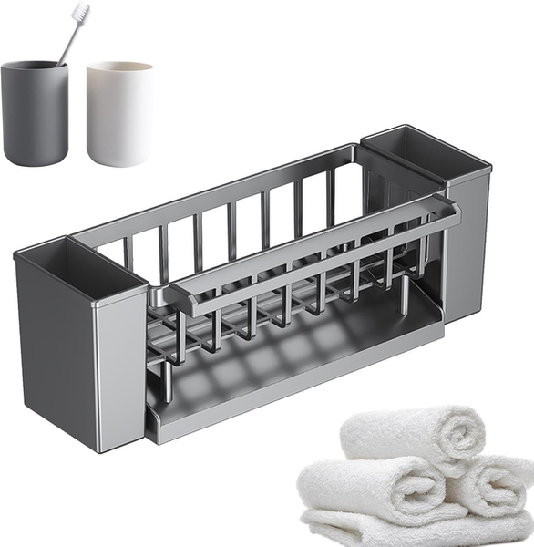 Органайзер для кухонної раковини Cloth rack AND LY-951 тримач для губок мила та миючих засобів, компактний аксесуар для кухні а0030 фото